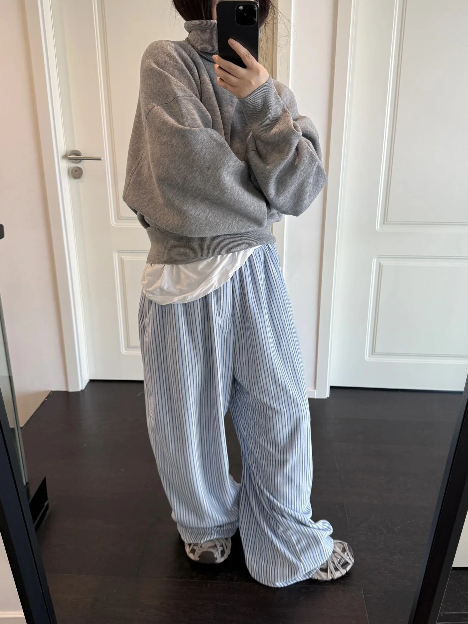 

Autumn Winter New Sle Furry Stripe Elastic Waist Dstring Wide Leg Casual Pants Men's Straight Leg Floor-Length Trousers ...