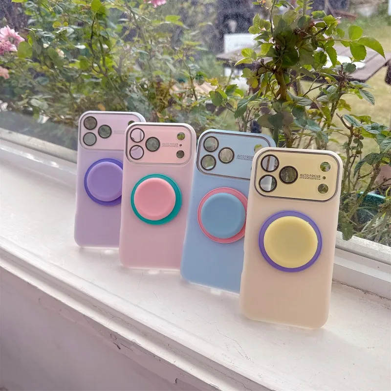 Funda Jelly Stand para iPhone 17 Pro Max 14 15 16 Pro Magsafe lente magnética a prueba de golpes cubierta de soporte de caramelo de carga inalámbrica de lujo