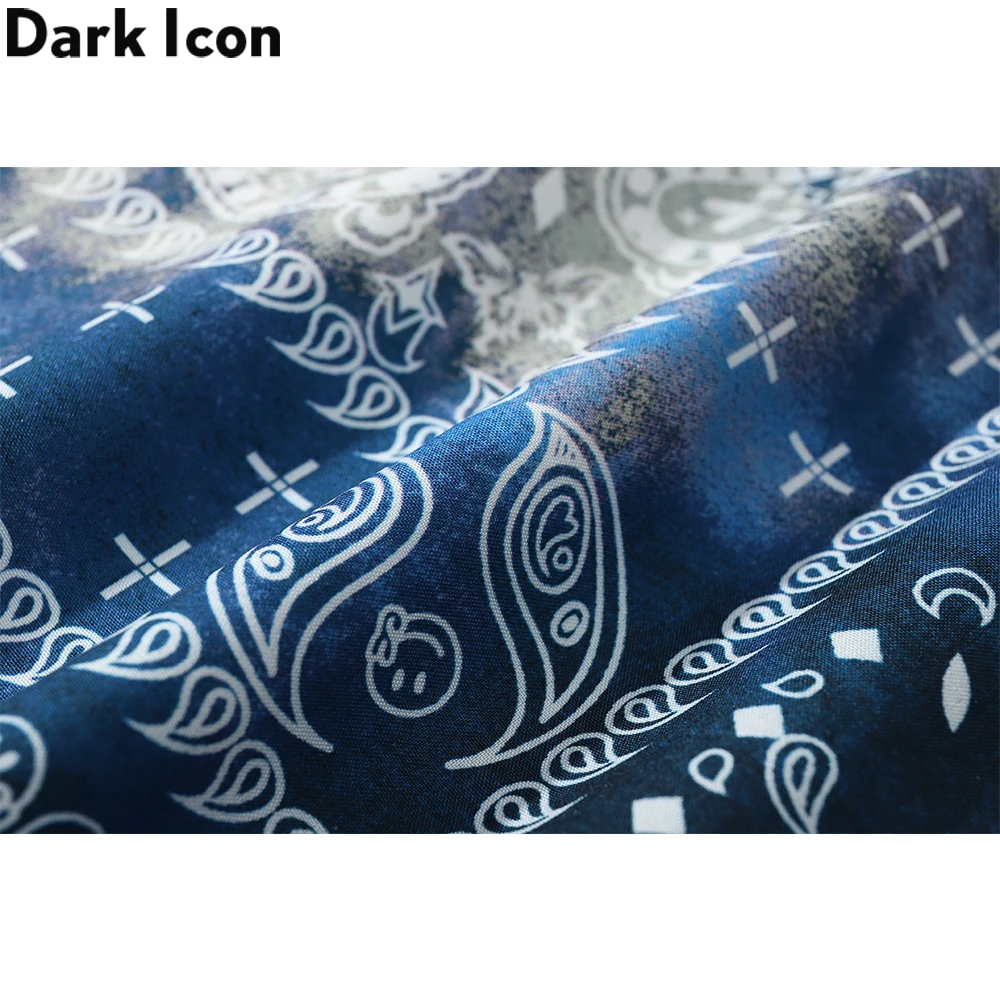 Dark Icon Tie Dyeing Bandana Button Down Shirt Men Paisley Vintage Men\'s Shirts Hoiday Beach Hawaiian Shirts 2023 Summer Man Clo