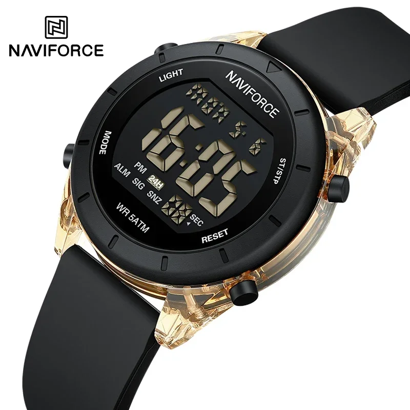 NAVIFORCE NF7108 Brand LCD Digital Business 5ATM Water Resistant Clock Silicone Strap Electronic Wristwatch