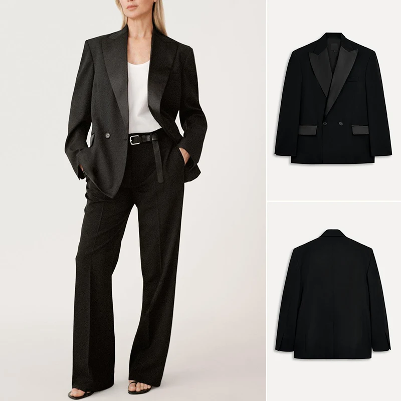 

Новый летний женский двубортный костюм в стиле пэчворк с зубчатым воротником Jaet Long Sve Commute Sle, цвет стандартного кроя