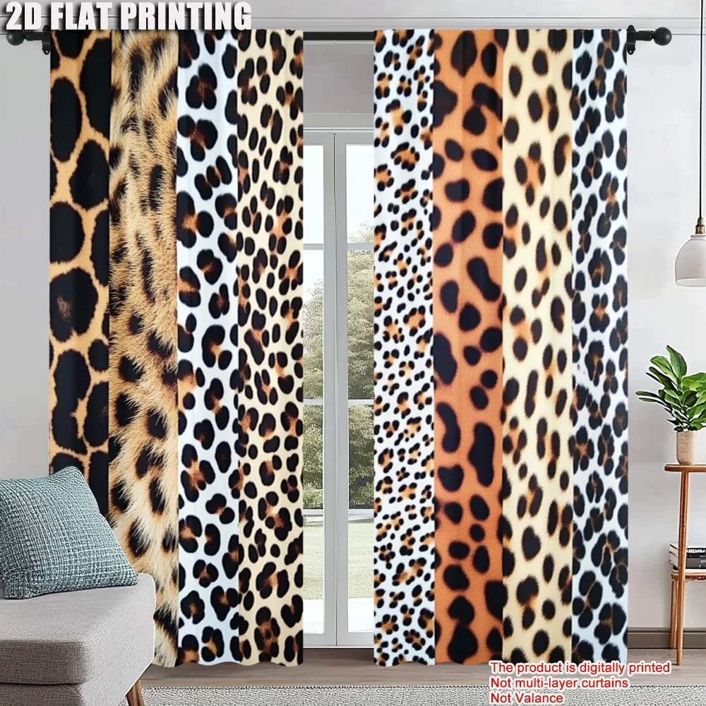 

2Pcs Wild Animals Printed Rod Pocket Curtains Window Treatment For Bedroom Living Room Kitchen Office Home Decor Polyester