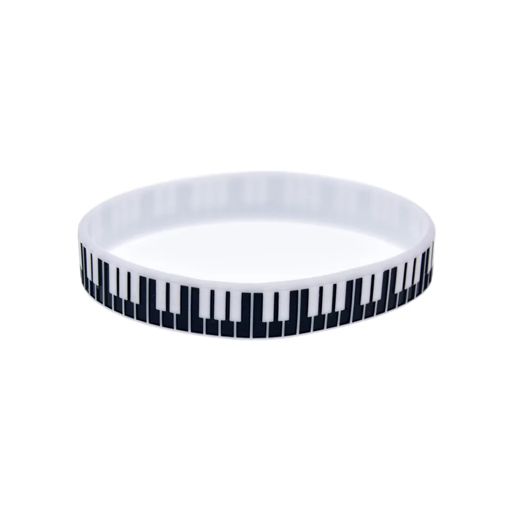 1 PC Piano Keys Silicone Bracelet 1/2 Inch Wide Debossed And Printed Logo