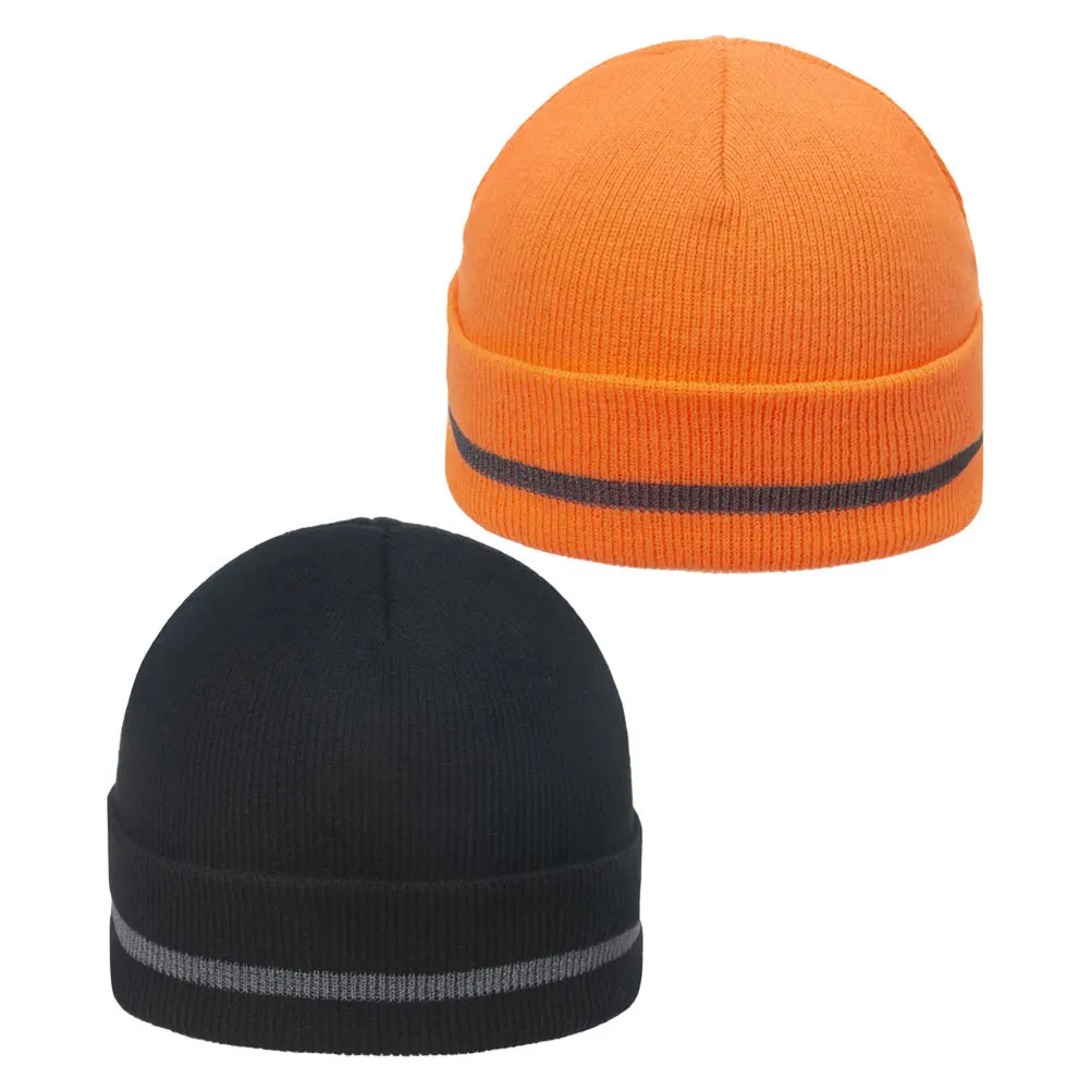 

2Pcs Reflective Knit Beanie Hat Warm Winter Outdoor Sports High Visibility Stylish Versatile Mens