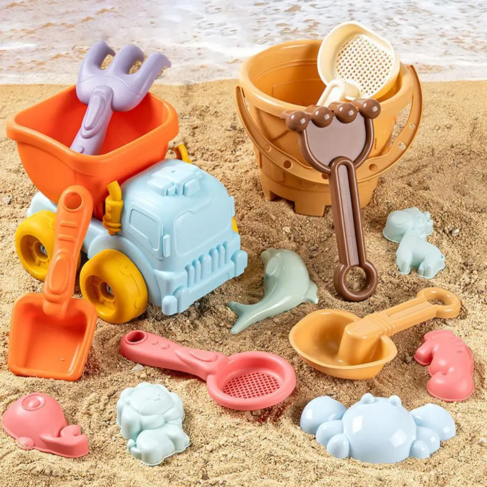 

14PCS Children's Beach Toy Set Baby Playing In Water And Beach Large Sand Shovel Beach Bucket Sand Digging Tool Sand Toy