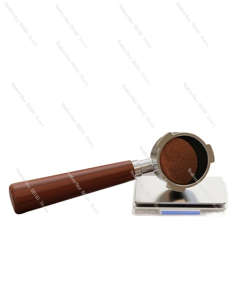 Coffee machine universal 3 ears solid wood stainless steel [51MM bottomless handle]