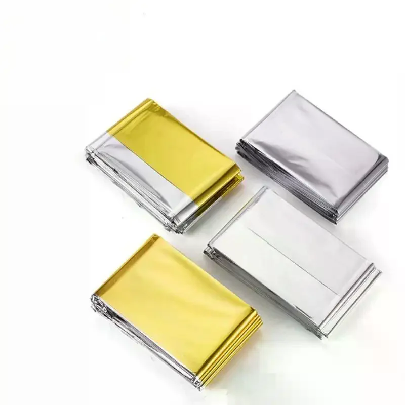 1/5 قطعة في الهواء الطلق الطوارئ الذهب والفضة بقاء بطانية الإسعافات الأولية الإنقاذ الستار احباط الحرارية يندبروف بطانية مقاومة للماء #2