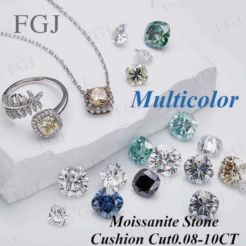 

0.08-10CT Moissanite Diamond Cushion Cut Multicolor VVS1 With GRA Loose Stone Beads For Women Rings/Necklace Jewelry Making