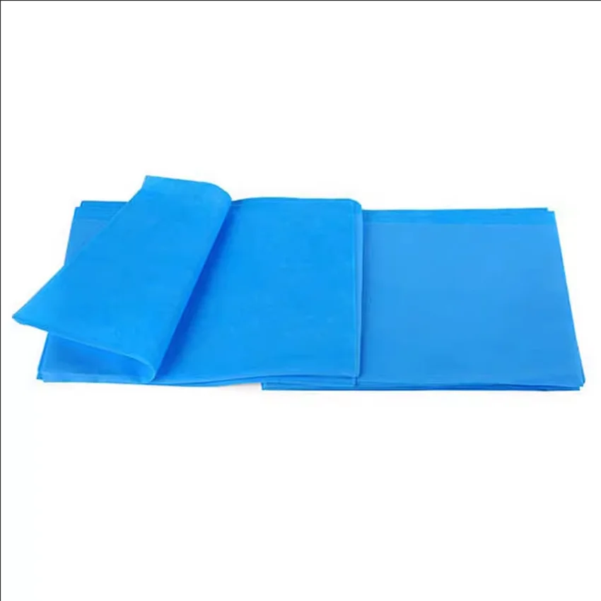 5 Pcs Disposable Medical Non-woven Fabric Bed Cover Thickened Bed Sheet Blue Independent Set for Beauty Salon