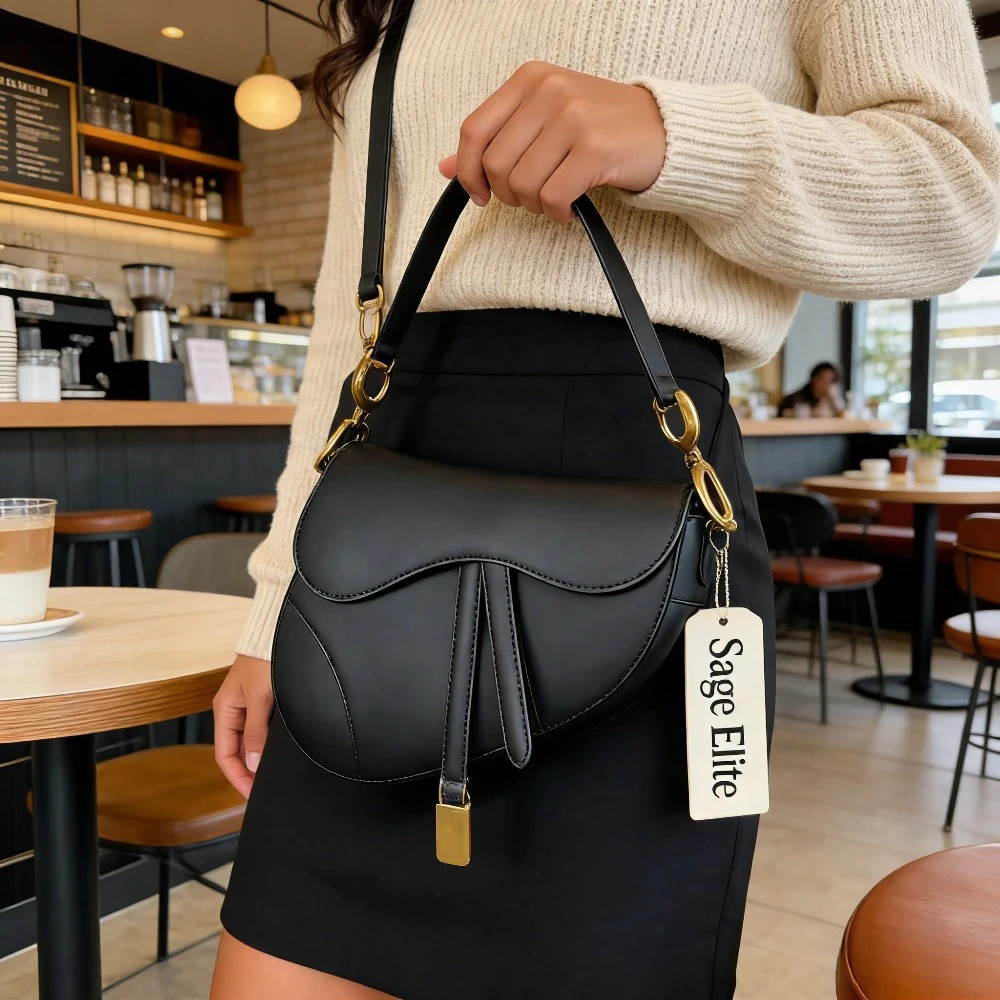 

Sage Elite женская черная кожаная сумка через плечо модная седельная сумка универсальная повседневная сумка через плечо