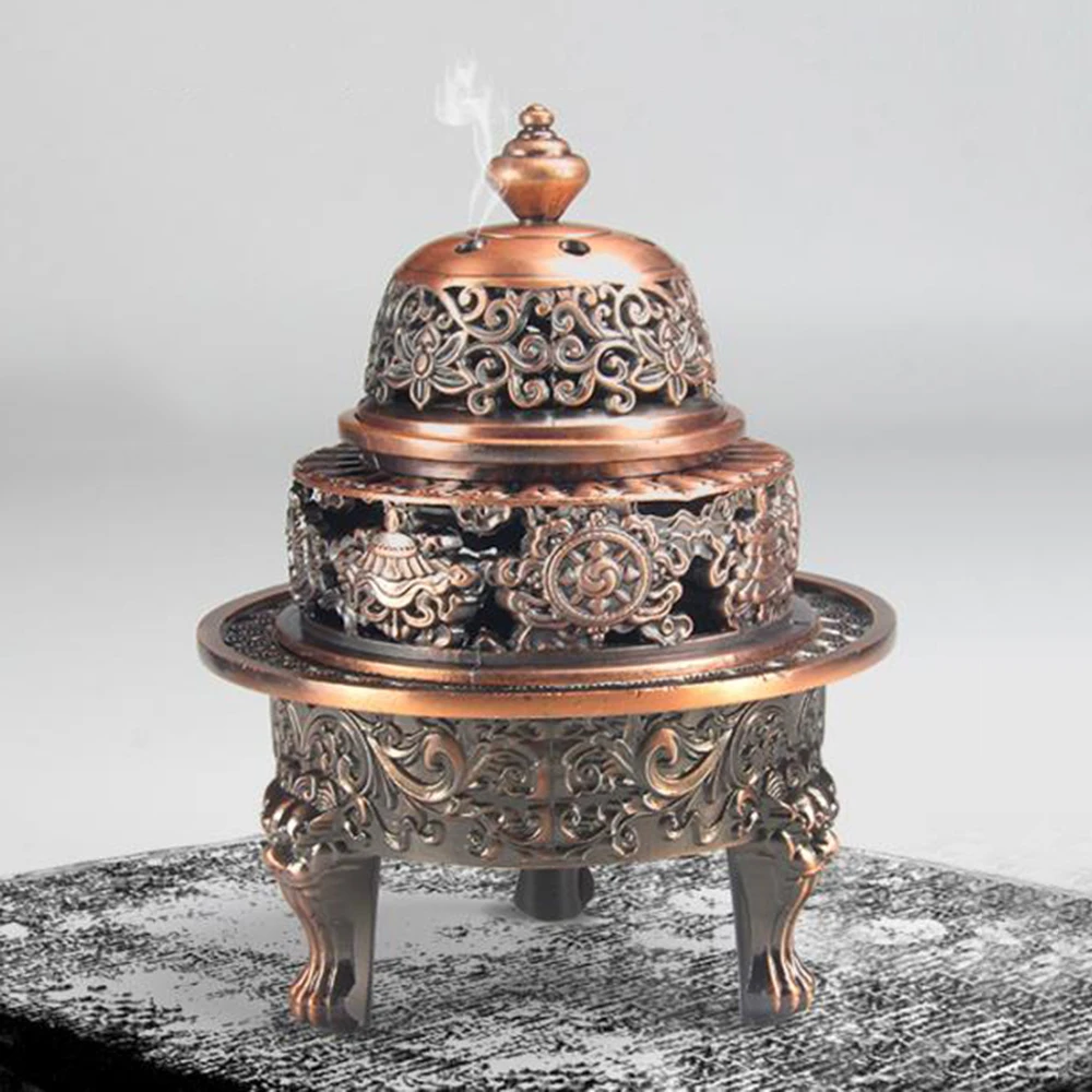 

Nepal Tibetan style eight-treasures censer, Antique zen style conch incense burner, Household indoor tea ceremony ornaments