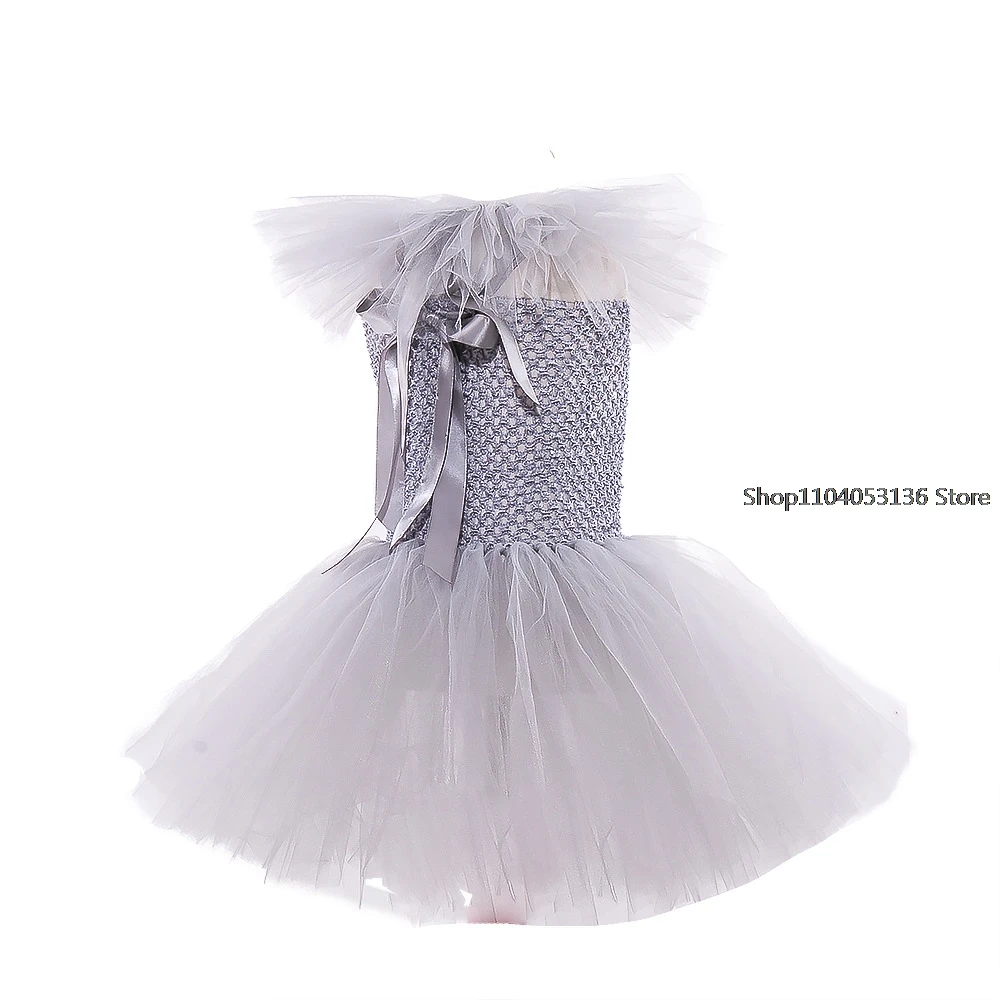 Halloween Girls Penny wise Tutu Dress Kids Cosplay Scary Gray Clown Costume Girl Carnival Party  Dress Up Clothing