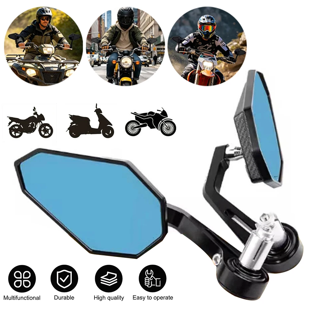 2 Stück Motorrad-Lenkerendenspiegel CNC 360 °   Schwenkbare Aluminium-Rückspiegel für Harley, Yamaha, Honda, Suzuki, Offroad-Mini-Pocket-Bikes