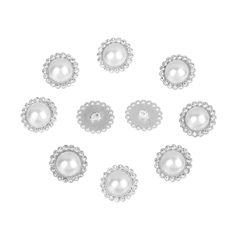 

10Pcs Clothing Accessories DIY Needlework Shirt Buttons Pearl Clothing Buttons Shiny Rhinestone Sewing Accessories