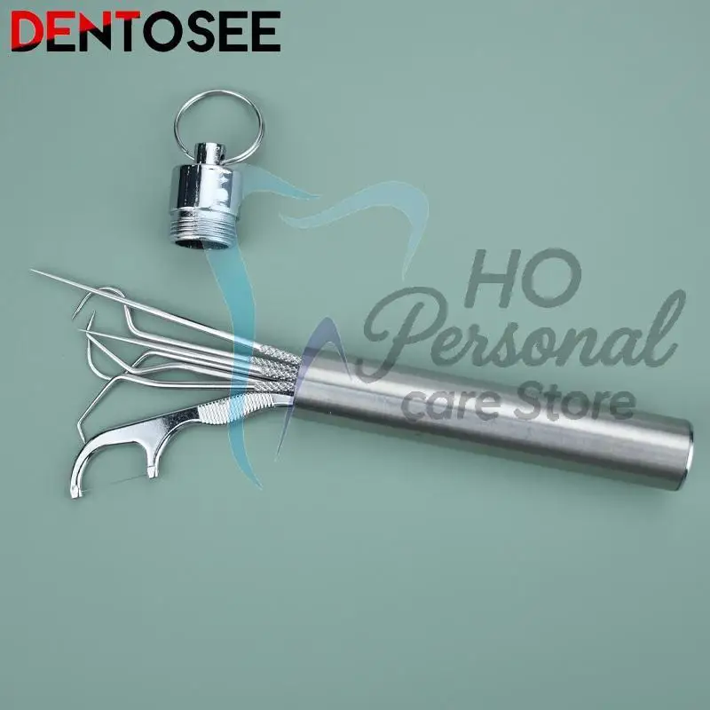 

Stainless Steel Toothpick Set Reusable Oral Cleaning Tools for Teeth Flossing Tartar Removal with Storage Tube