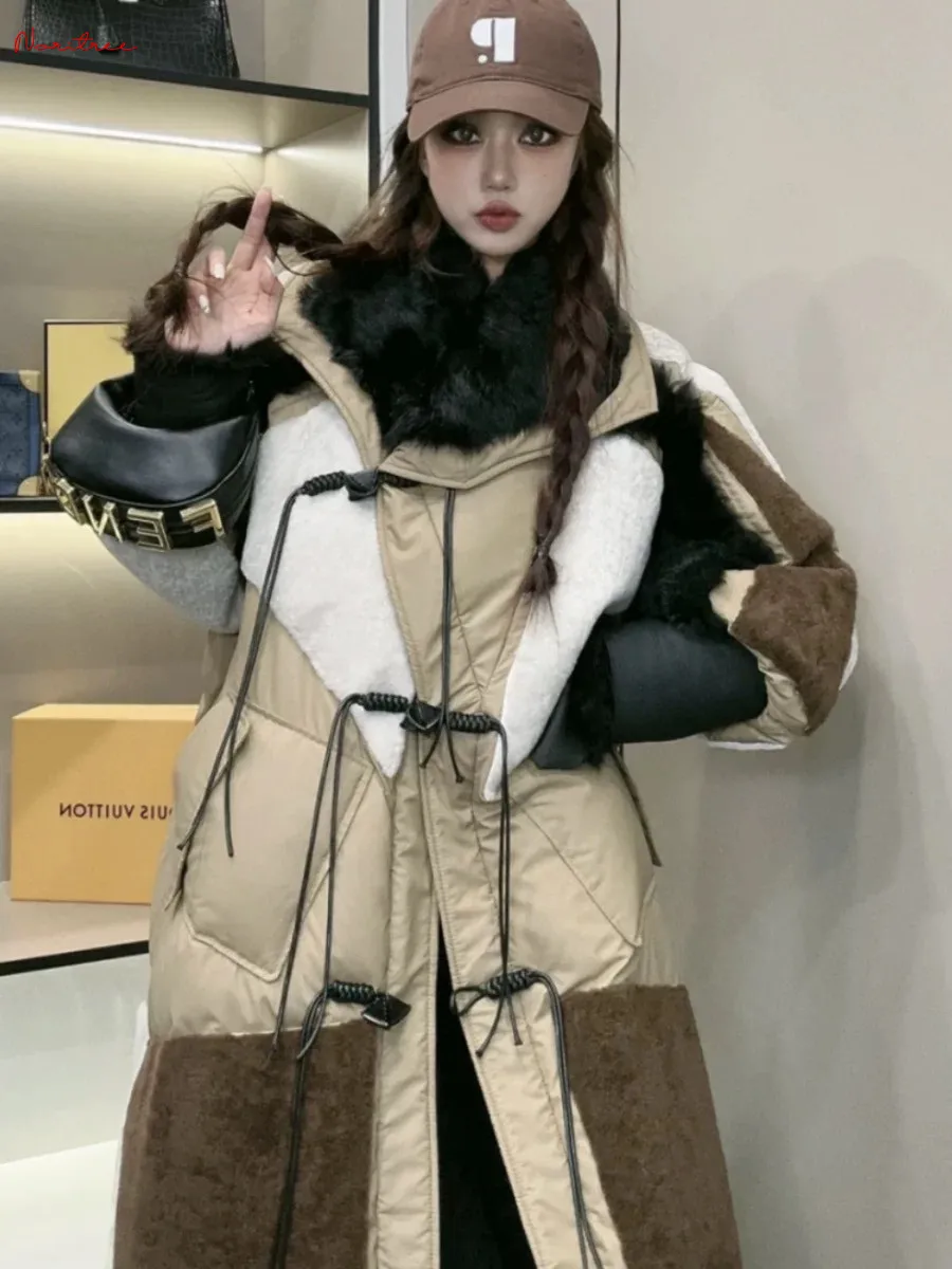 Great Quality Longer Fur Down Coats Winter Women\'s Thicker warm down coats female warm jacket Fluffy Parkas wy2097