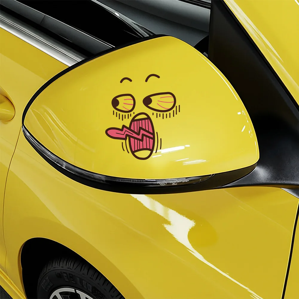 Frightened Expression Sticker Waterproof 3D Vinyl Self Adhesive Funny Cartoon Auto Windshield Door Trunk Decals Cars Accessories