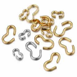 50pcs Stainless Steel 8 Shape Clasps Necklace Connector Round/Flat Wire Hooks Wholesale Bracelet Supplies for DIY Jewelry Making