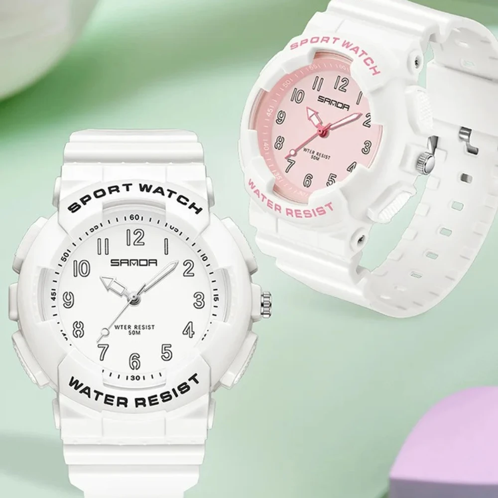 Sanda 6094 Trendy Fashion Hand Clock For Children Colorful lights Shock Resistant Quartz Movement Students Sports Wristwatch