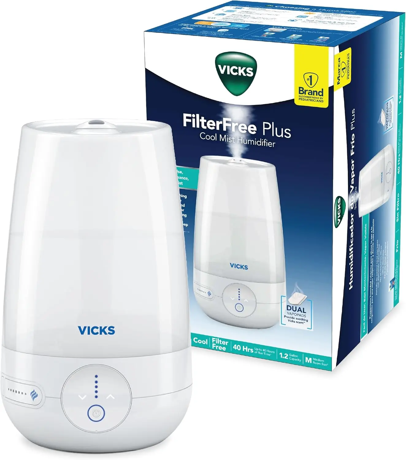 

Увлажнитель воздуха FilterFree Plus Cool Mist Plus (VUL565), для средних помещений – безфильтровый увлажнитель холодного тумана для младенцев, детей и взрослых