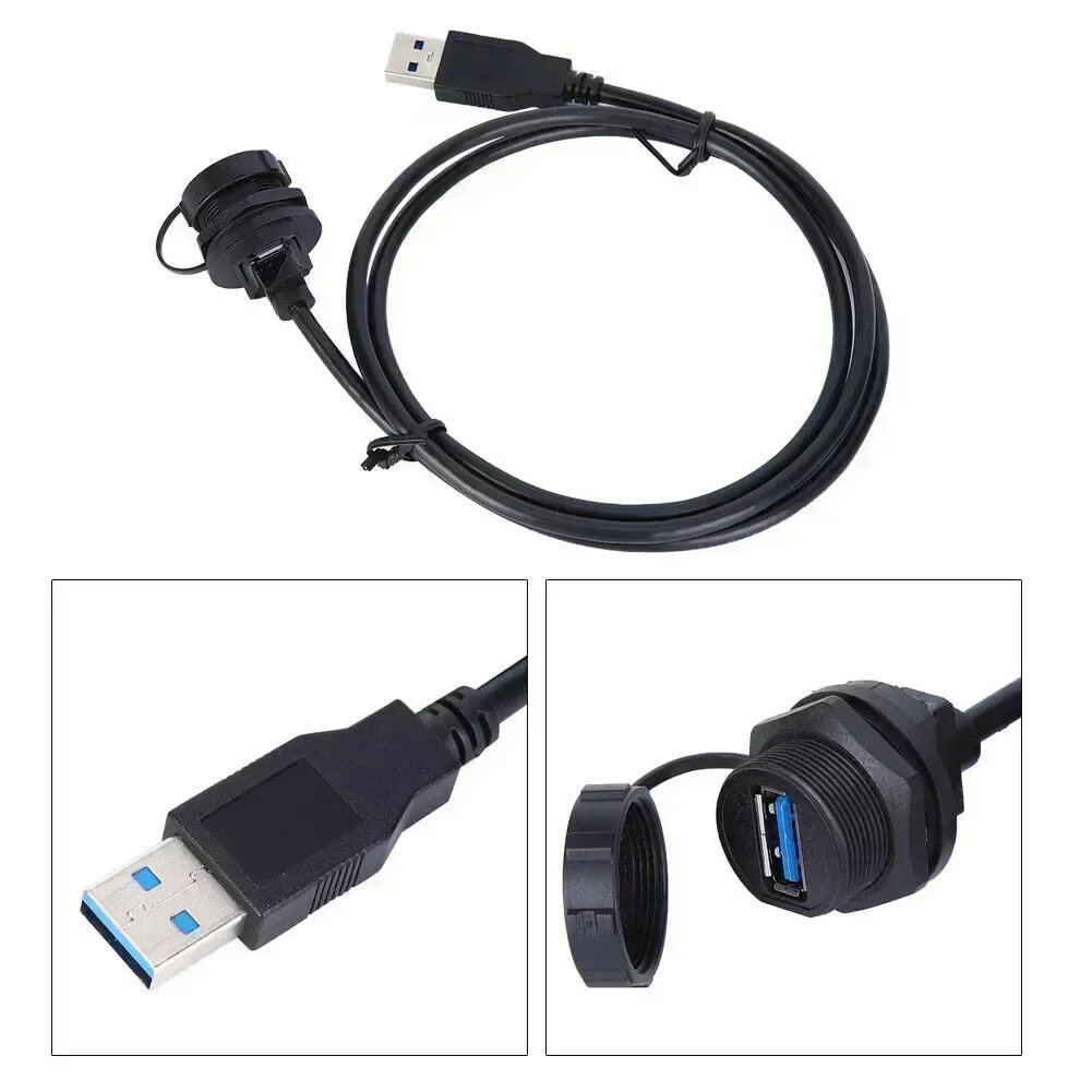 Dashboard Panel Mount Connector USB 3.0 Socket Adapter Male To Female Extension Panel Cable For Motorcycle Boat electric parts