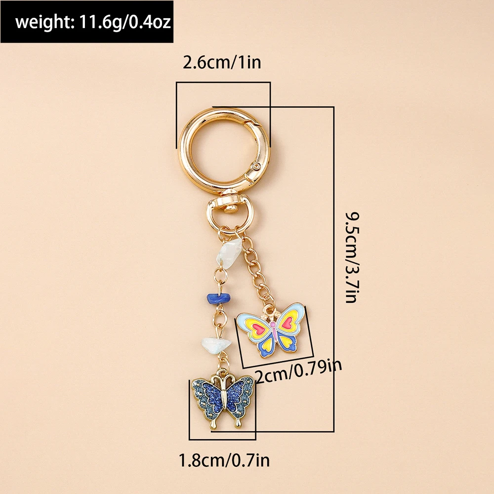 Nette Emaille Blume Schmetterling Schlüsselbund Frauen Mädchen Liebe Herz Schlüssel Ring Anhänger Handtasche Dekor DIY Handgemachten Schmuck Geschenke – Detail 4