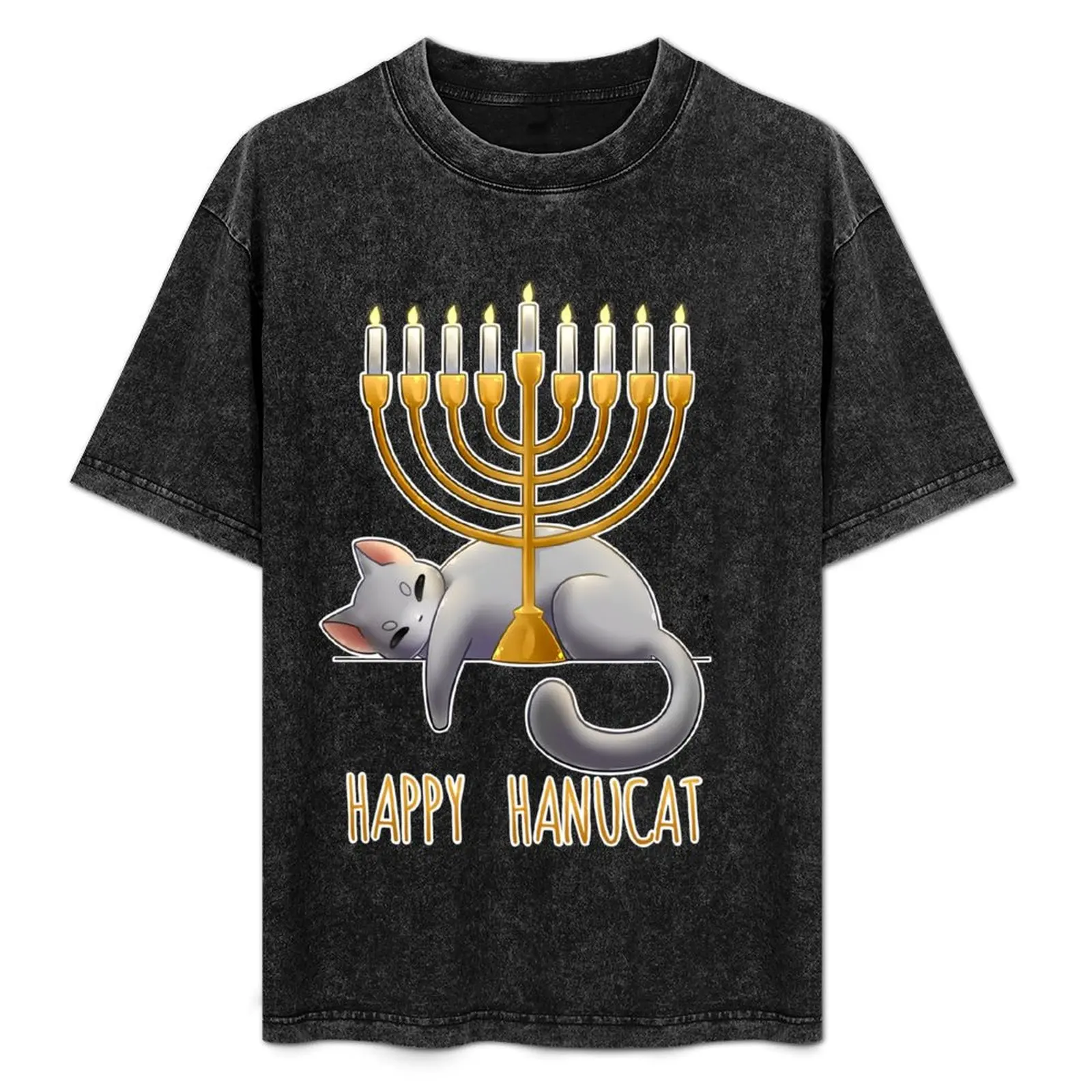 

Happy Hanucat Hanukkah Shirt T-Shirt Fitness Training Breathable Tee