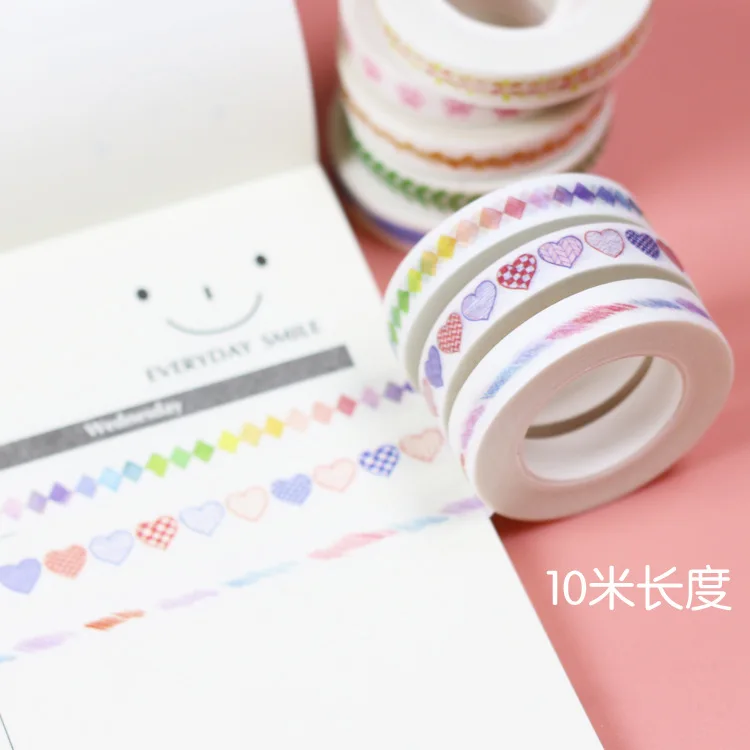 Hand-tearable Washi Tapes 0.8cm DIY Hand Account Creative Dividing Line Thin Washi Tape Graffiti Decoration