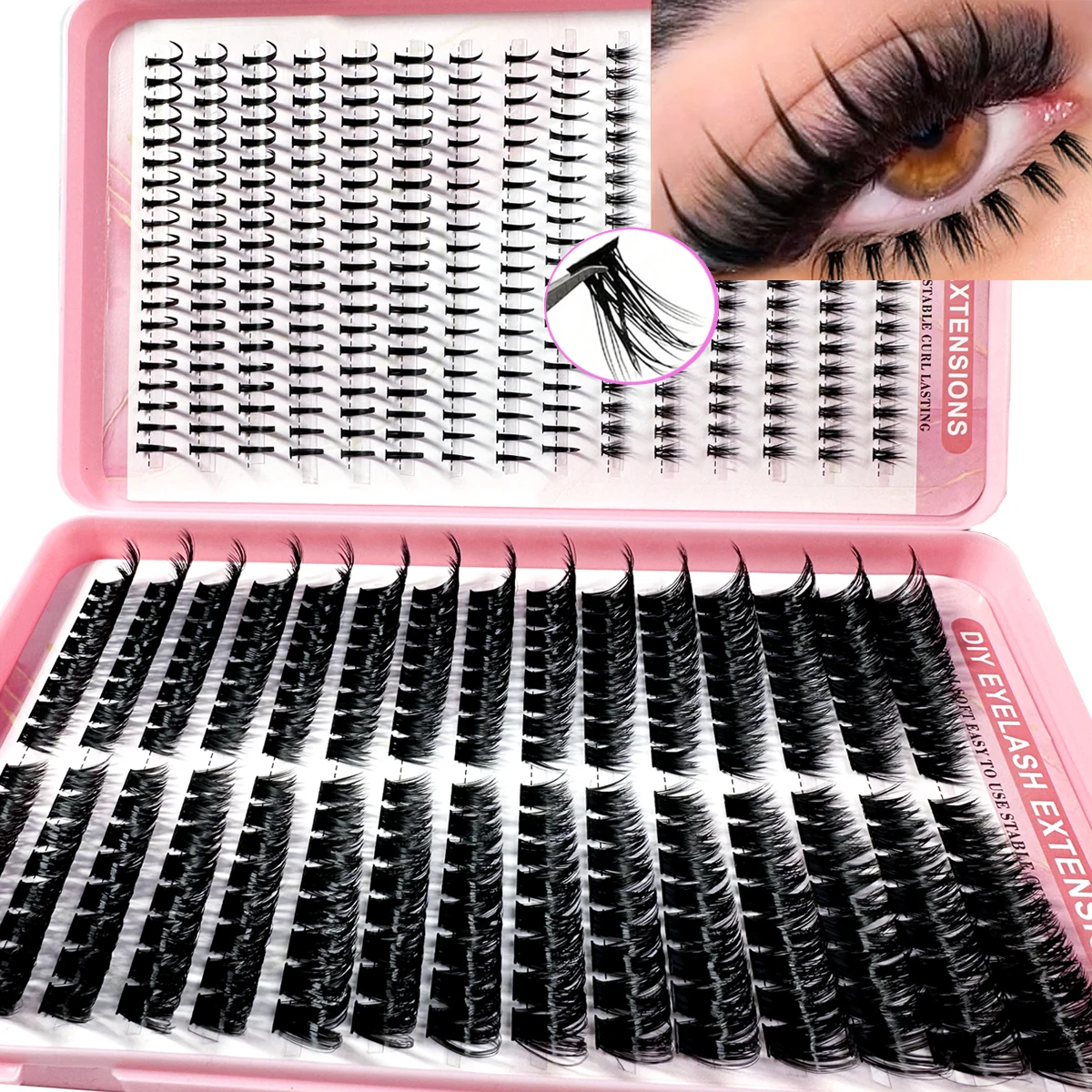 570/540/60pcs Cluster Ciglia Estensione ciglia naturali Cluster Ciglia Volume Vassoio misto Ciglia Cluster Ciglia Manga naturali
