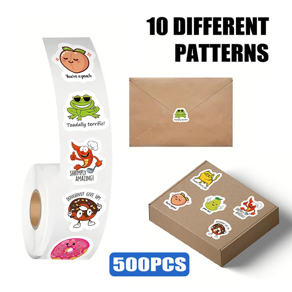 500pcs Reward Stickers Fun Incentive Kids Toy Sticker Roll Cute Pattern Animals Fun Decals School Teacher Supplies Child's Gift