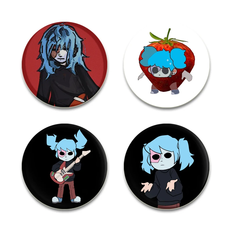 Sally Face Hd Print Cartoon Broches Horror Suspense Puzzel Game Badge Ronde Display Reversspeldjes Sieraden Cadeau Accessoire