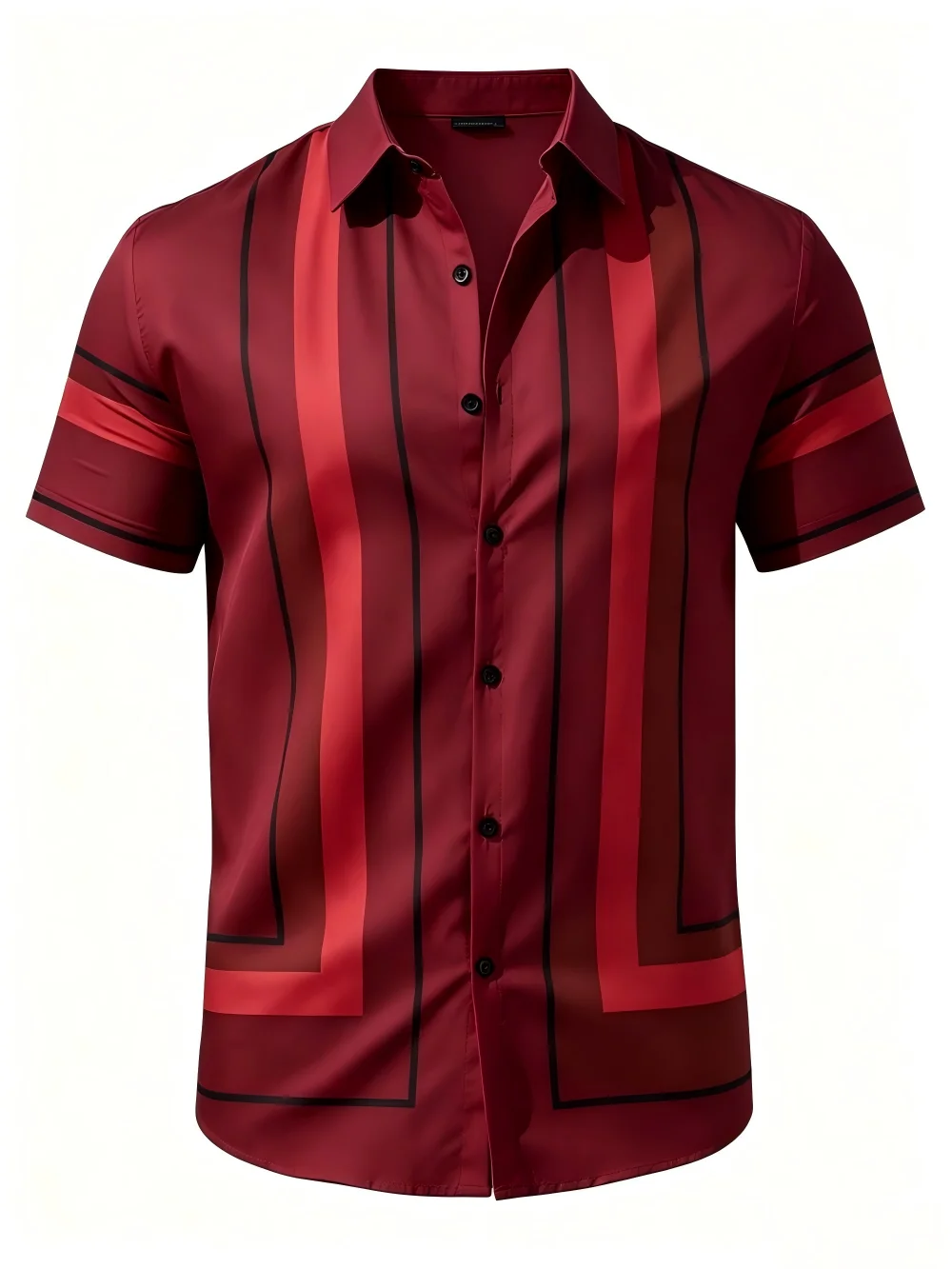 Men's short-sleeved casual shirt, striped print, daily summer fashion for men, business casual wear, loose-fitting top