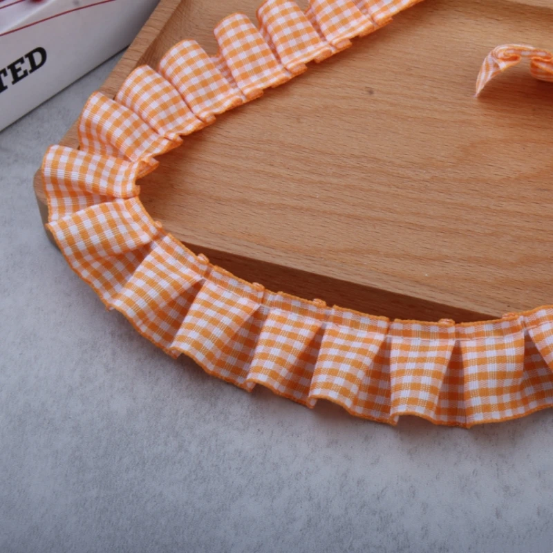 4 cm Breite Plaid Plissee Tuch Tüll Spitze Rüschen Band Rand Trim Für Kragen Applique Sofa Vorhang Diy Nähen guipure Liefert