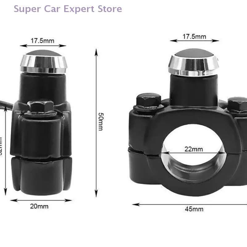 Universal 7/8" Motorcycle Switch Handlebar Mount Horn Headlight Strobe Momentary Switch Button Aluminum Alloy Interruptor