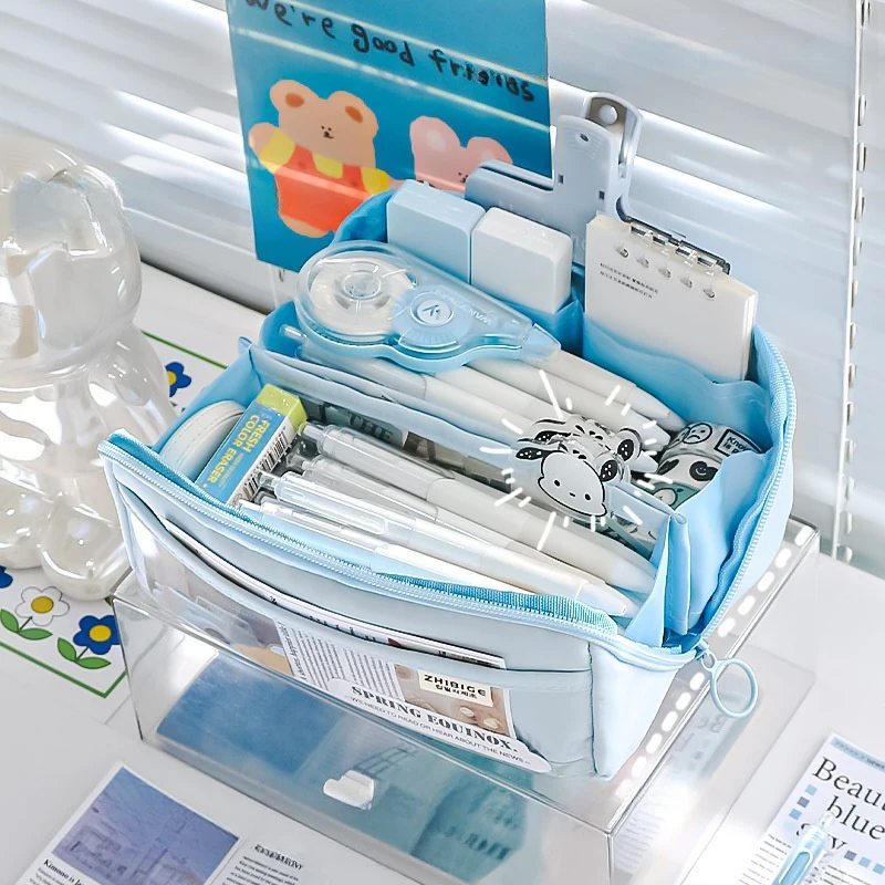 Multi Layer Prisms Large Capacity Transparent Pencil Case Multifunctional Simple And High Appearance Pencil Case 1pc