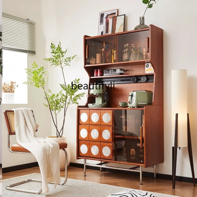 

Solid Wood Sideboard Vintage Coffee Entryway Cabinet Living Room Tea Storage Retro Storage Cabinet