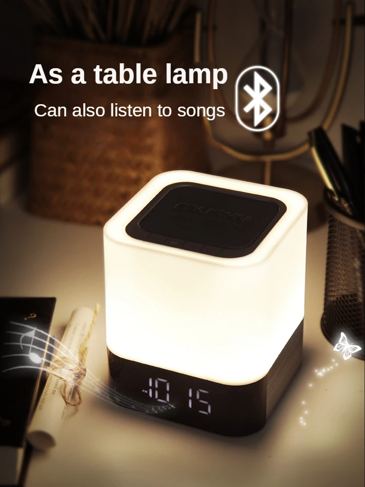 Creative Bluetooth Audio Led Night Light Romantic Wireless Lamp Bedroom Bedside Alarm Clock Speaker Sound Home Decoration Clock