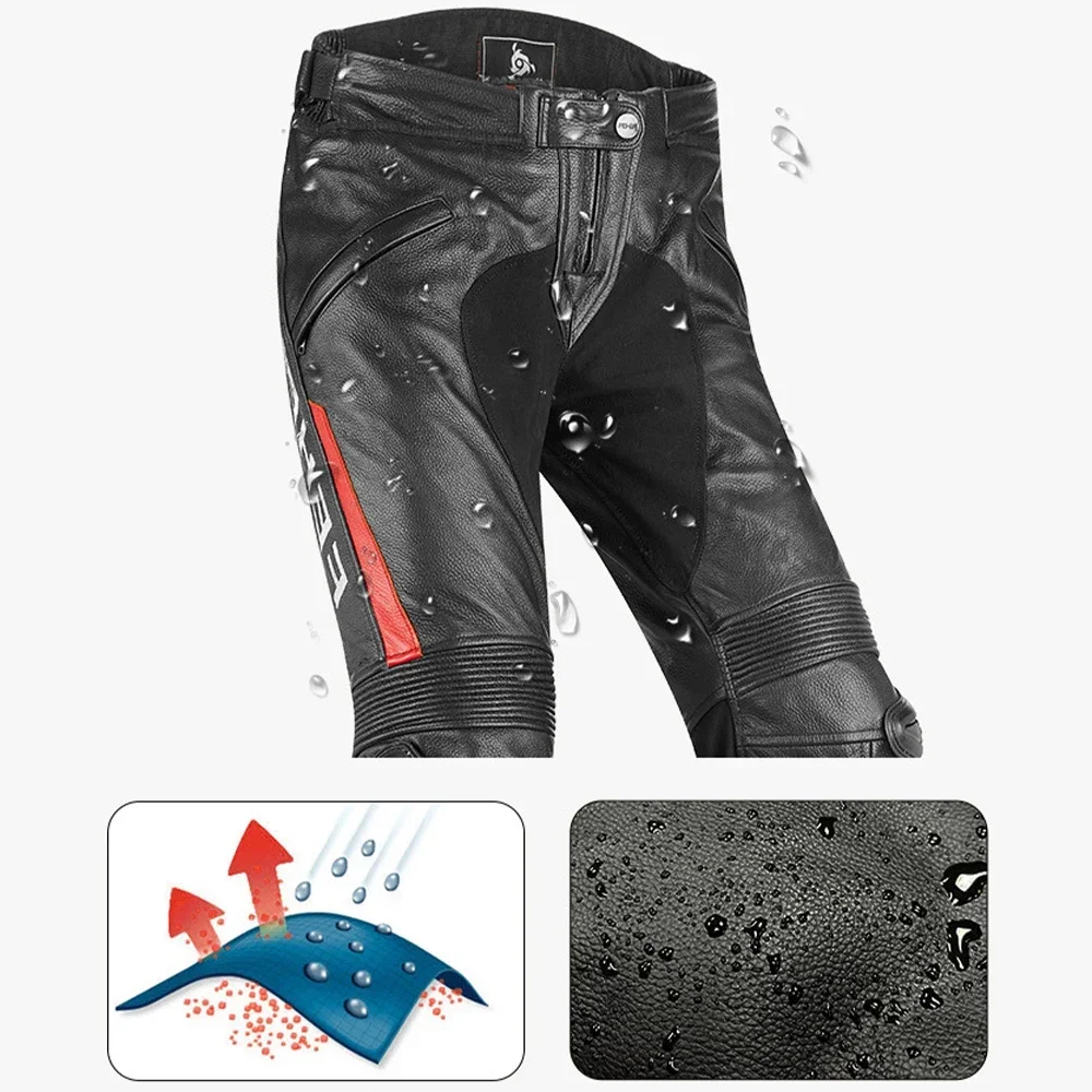 Motorcycle Riding Pants Leather Trousers Racing CE Protective Gear Slider Cowhide Anti-fall Waterproof Wear-resistant Equipments