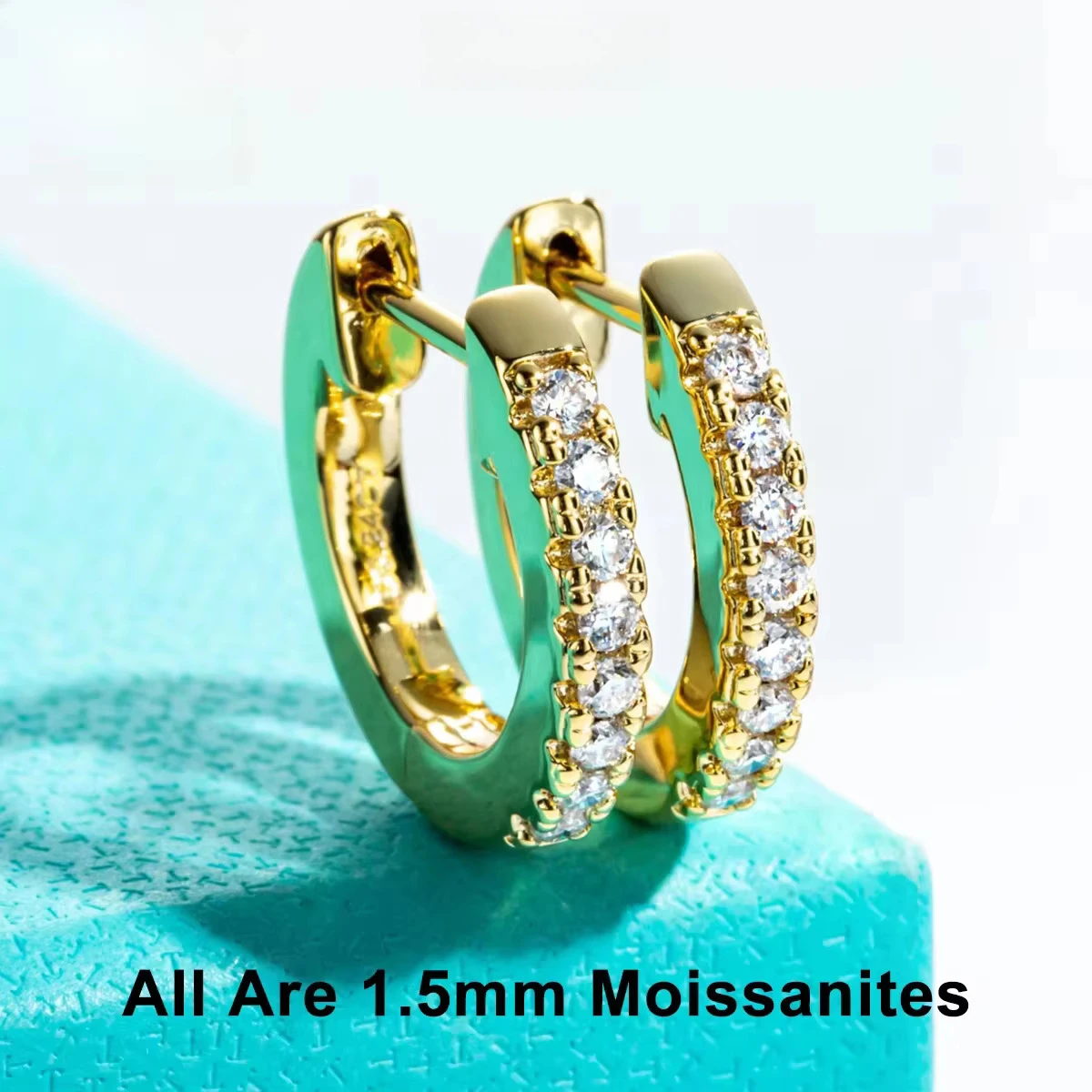 FCGJHW 1.5mm D Color Moissanite Huggie Hoop Earrings With Certificate Yellow Gold Plated Huggie Earring For Women Gifts 2026