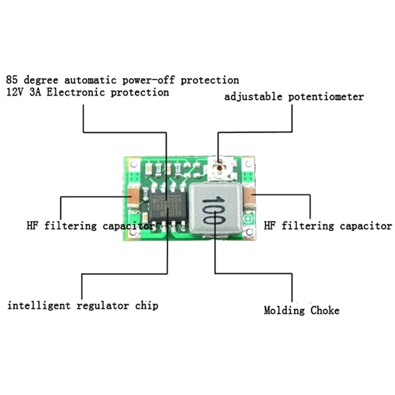 1 buah konverter Step Down DC-DC Mini Regulator Volt 3A modul daya DC-DC 5 v-23 V hingga 3.3V 6V 9V 12V