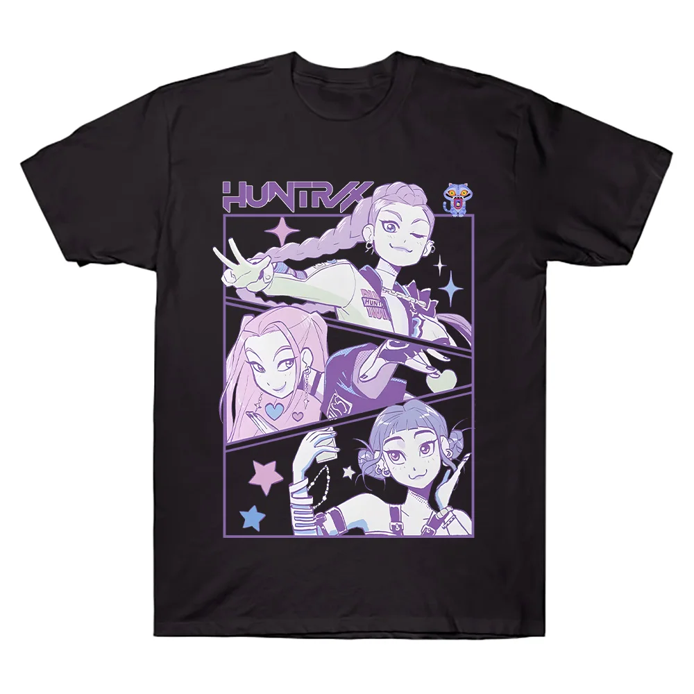 KPop شيطان الصيادين طباعة الجرافيك القطن التي شيرت الصيف Y2K النساء الرجال الملابس الساخن أنيمي الجمالية قصيرة الأكمام مريحة تي شيرت