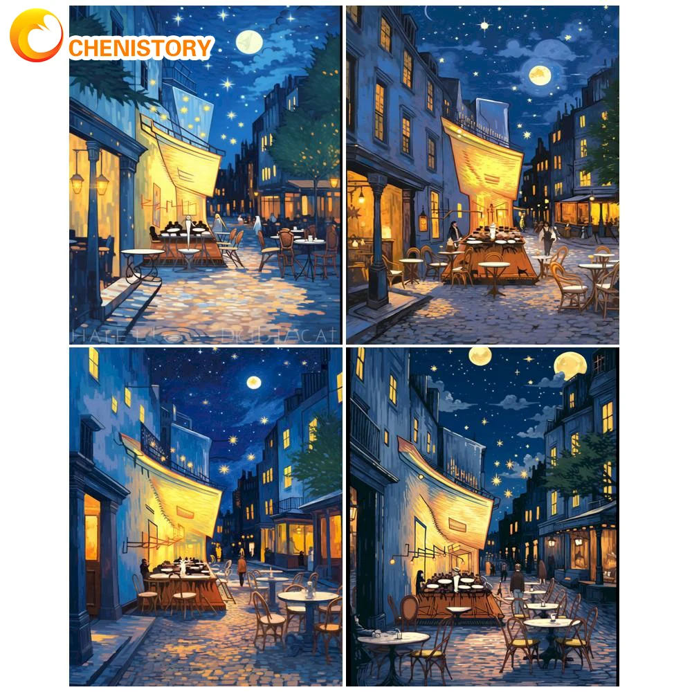 

CHENISTORY Focus Painting By Number Abstract Street Complete Kit On Canvas Handmade Acrylic Paint For Adult Drawing DIY Crafts K