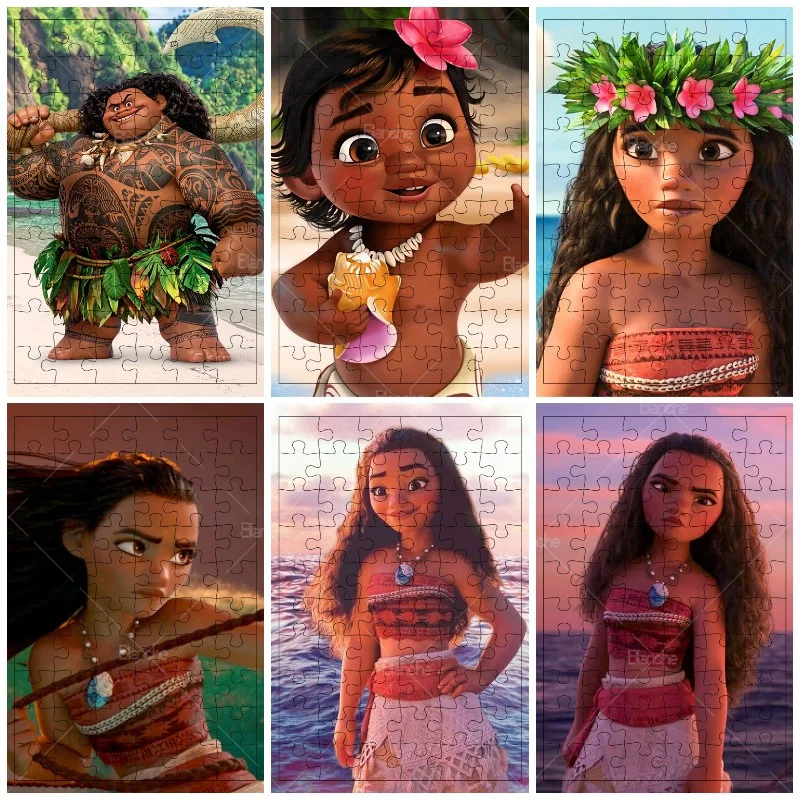 Disney Cartoon Movie Princess Moana 300 500 1000PCS Puzzles Game Toys Wooden Jigsaw Hobby For Gift Girls Desk Room Ornaments