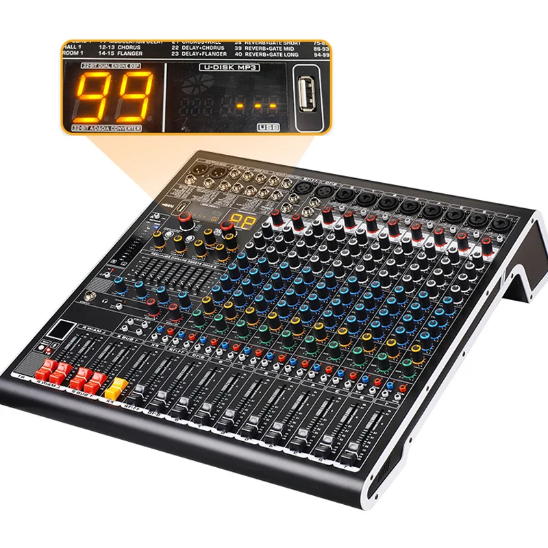 

Live Performances Professional 8 12 14 16 24 Channel Power Mixing Console Controller Mixer Audio For Stage DJ KTV Church