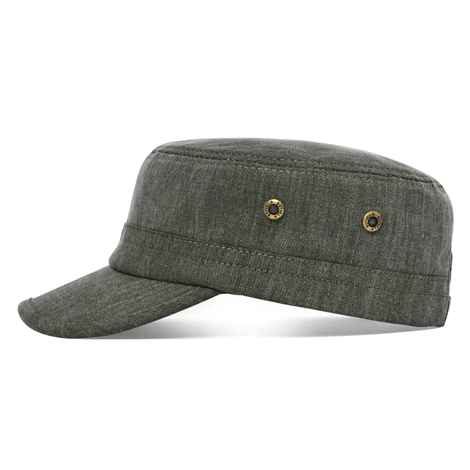 BOTVELA Men Women Cotton Twill Army Cap Adjustable Military Hat Vintage Flat Top Cap