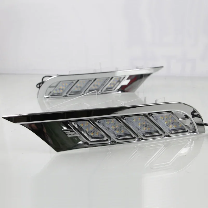 

Car LED DRL 12V Daylights For Nissan Kicks 2016 - 2020 Yellow Turn Signal Daytime Running Headlamps Auto Driving Lamp Foglamps