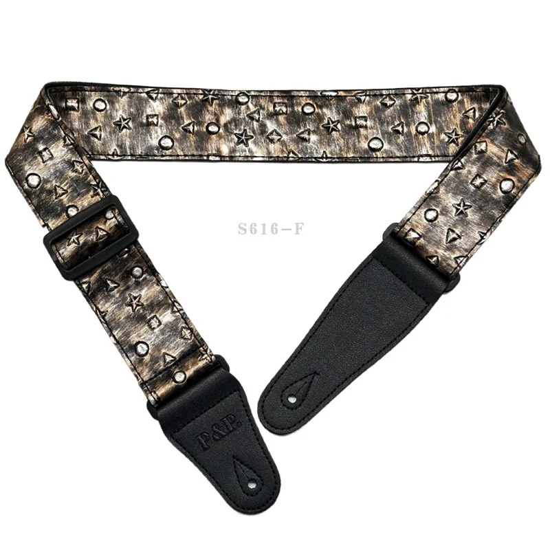 PU Metal Personalized Instrument Strap, Suitable for Electric Guitar, Steel-string, Acoustic, Bass, New