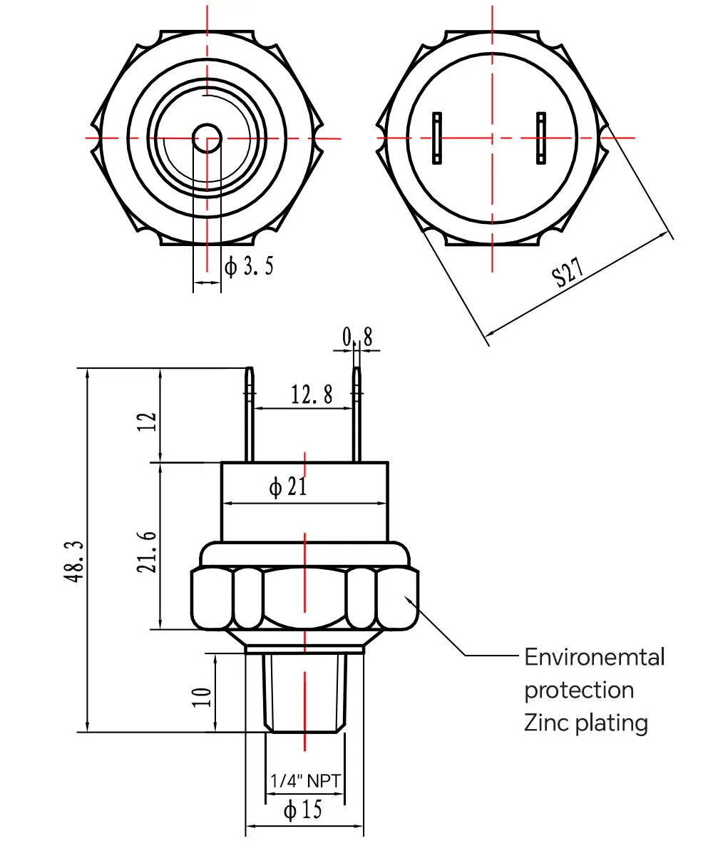 Air Compressor/air Conditioner-14.5~ 750ps High/low Pressure Adjustable Hydraulic Switch