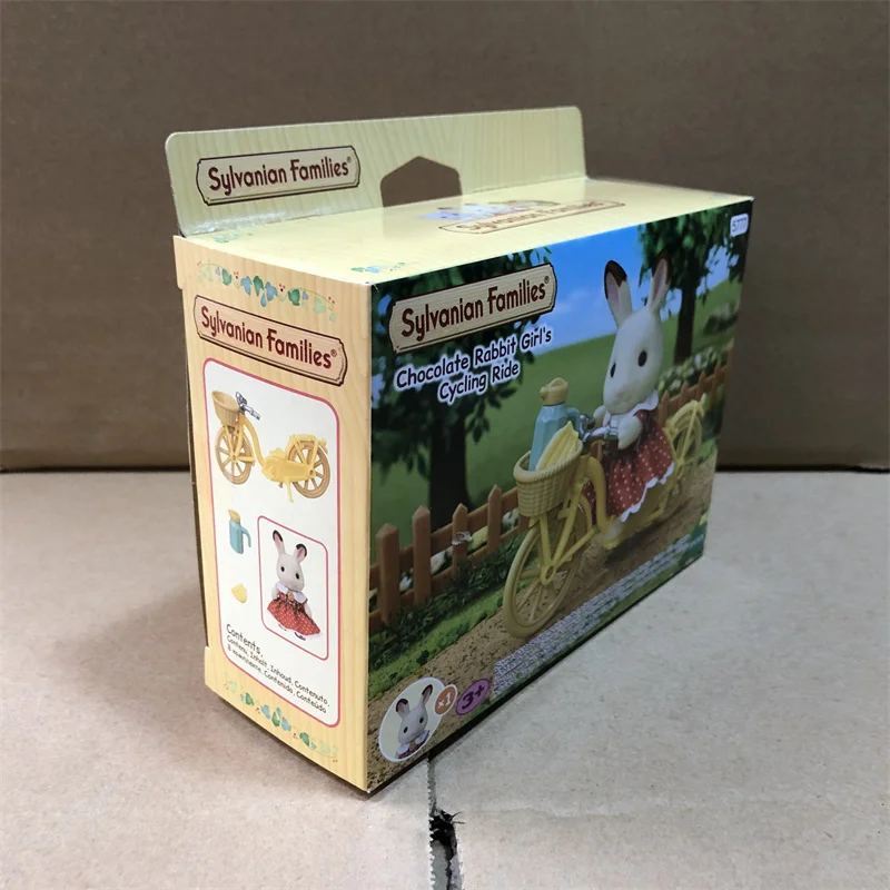 Sylvanian Families Anime Girl Figures Calico critters Furniture Set chocolate rabbit girls cycling ride