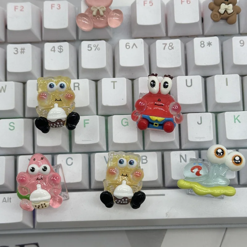 

DlY колпачки для клавиш ручной работы с героями мультфильмов, подарок для милой девушки, розовые клавиши ESC для игр, механическая клавиатура, индивидуальный мастерский колпачок для ключей